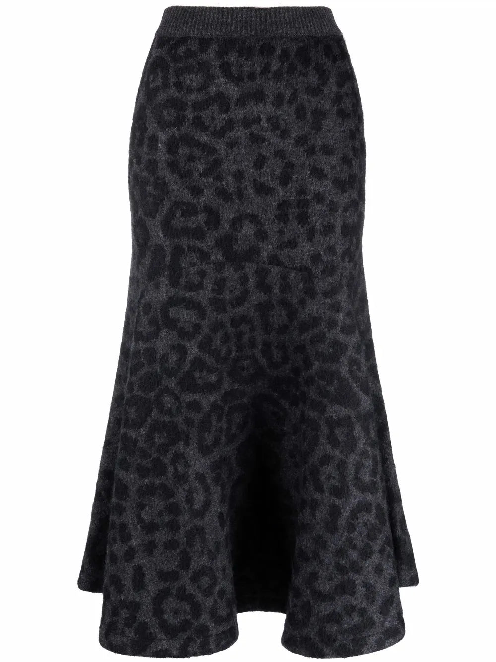 Valentino Garavani Leopard Pattern Flared Knitted Skirt