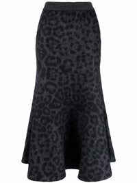 Valentino Garavani Leopard Pattern Flared Knitted Skirt