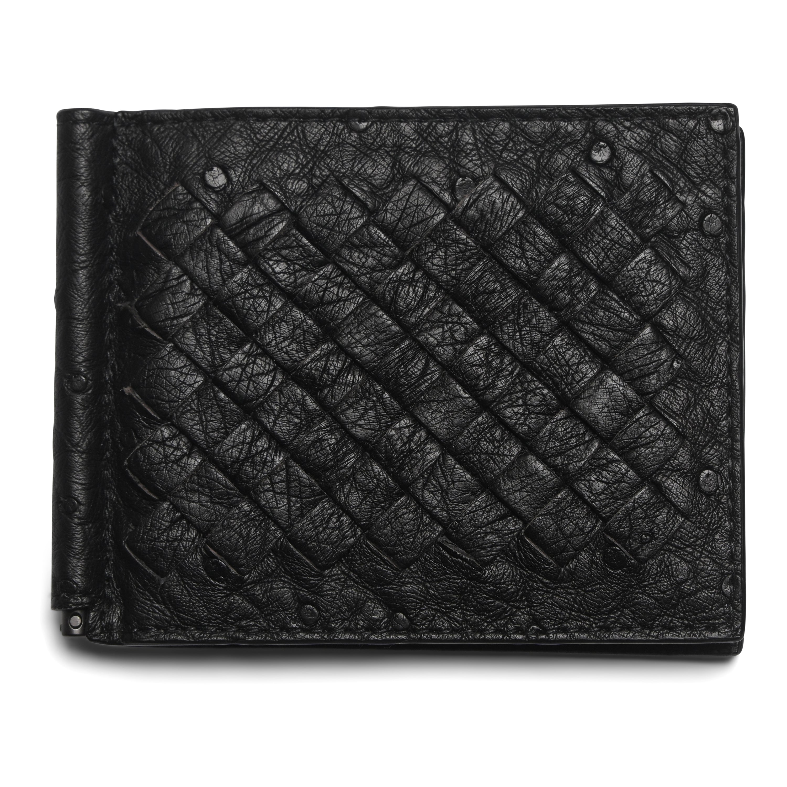 Bottega Veneta Intrecciato Ostrich Bi-Fold Wallet