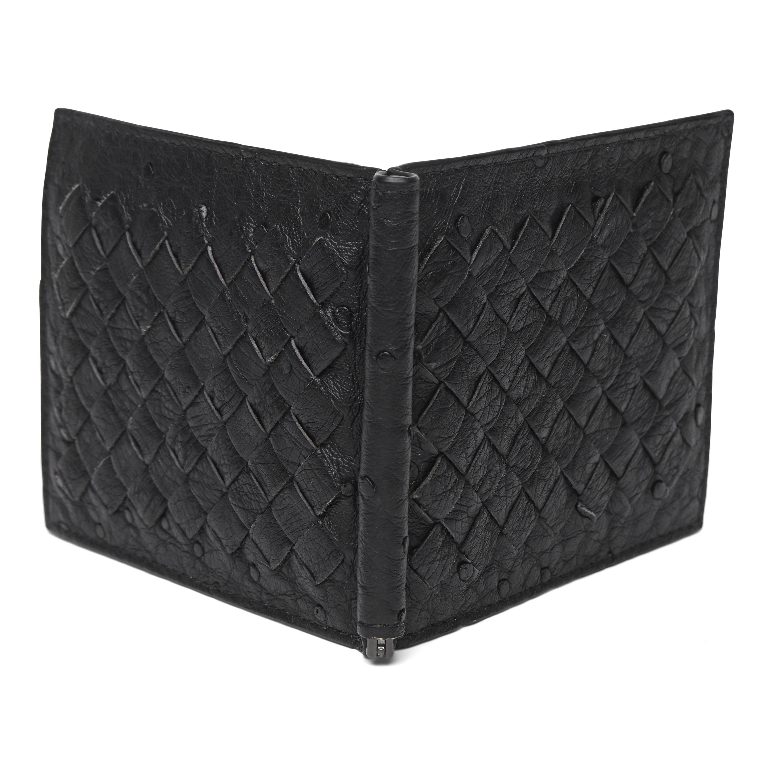 Bottega Veneta Intrecciato Ostrich Bi-Fold Wallet