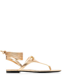 Valentino Garavani Vlogo Leather Sandals 41 Gold