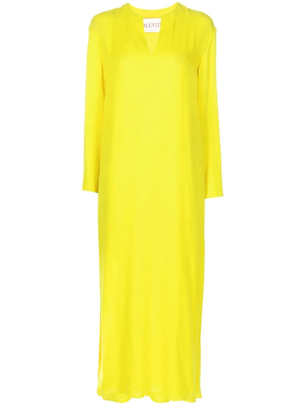 valentino high slit dress Vintage 2005 Valentino Runway Chartreuse Yellow Shelf-Bust Bustier High Slit Gown