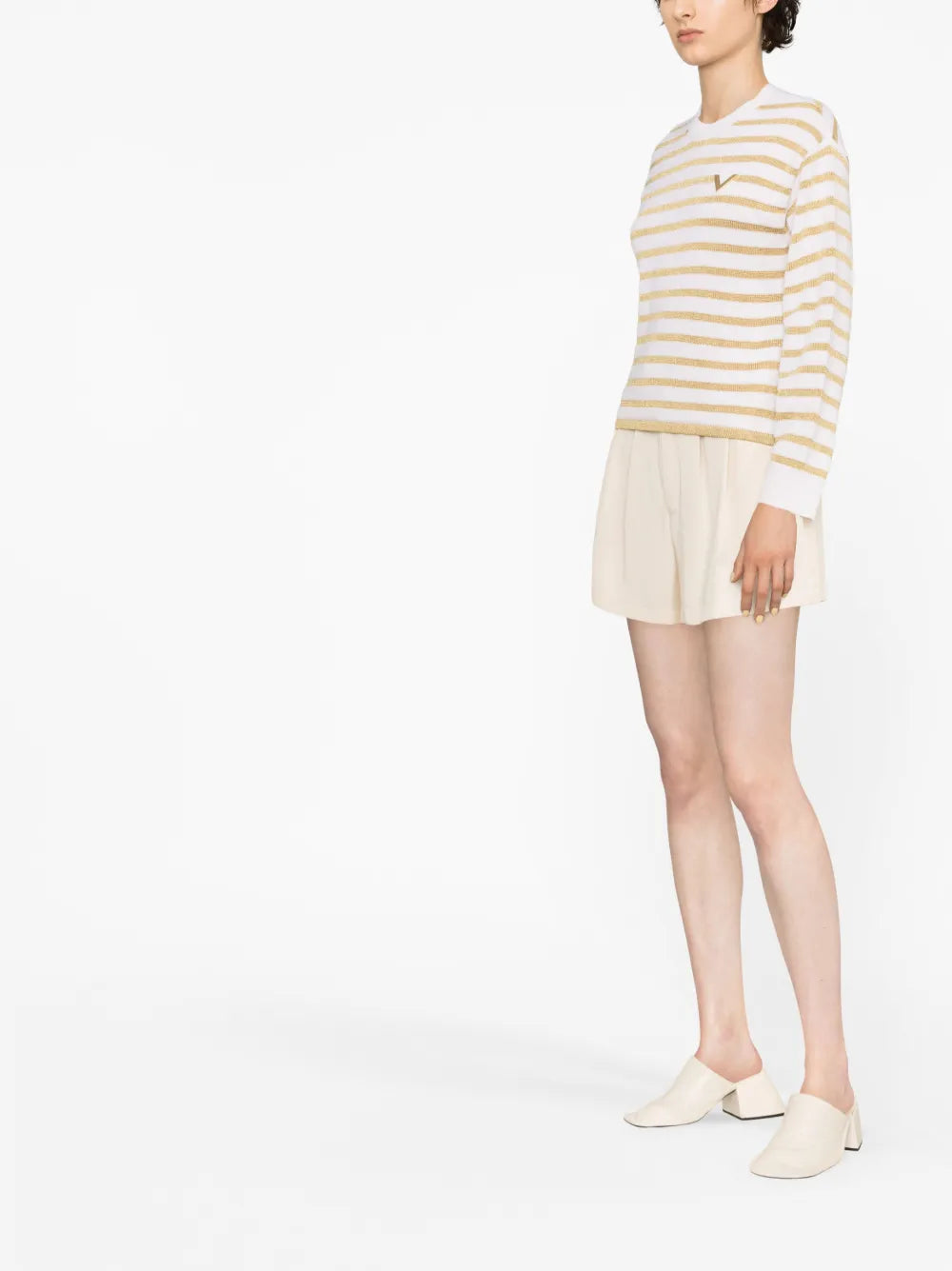 Valentino Garavani Striped Logo-Plaque Jumper