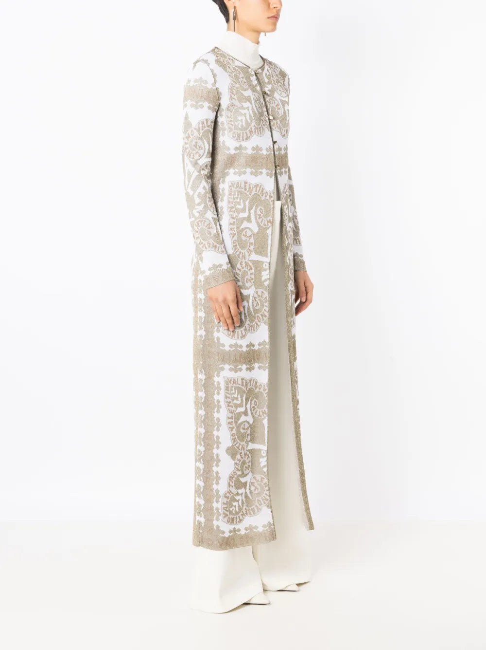 Valentino Geometric-Print Metallic-Finish Cape
