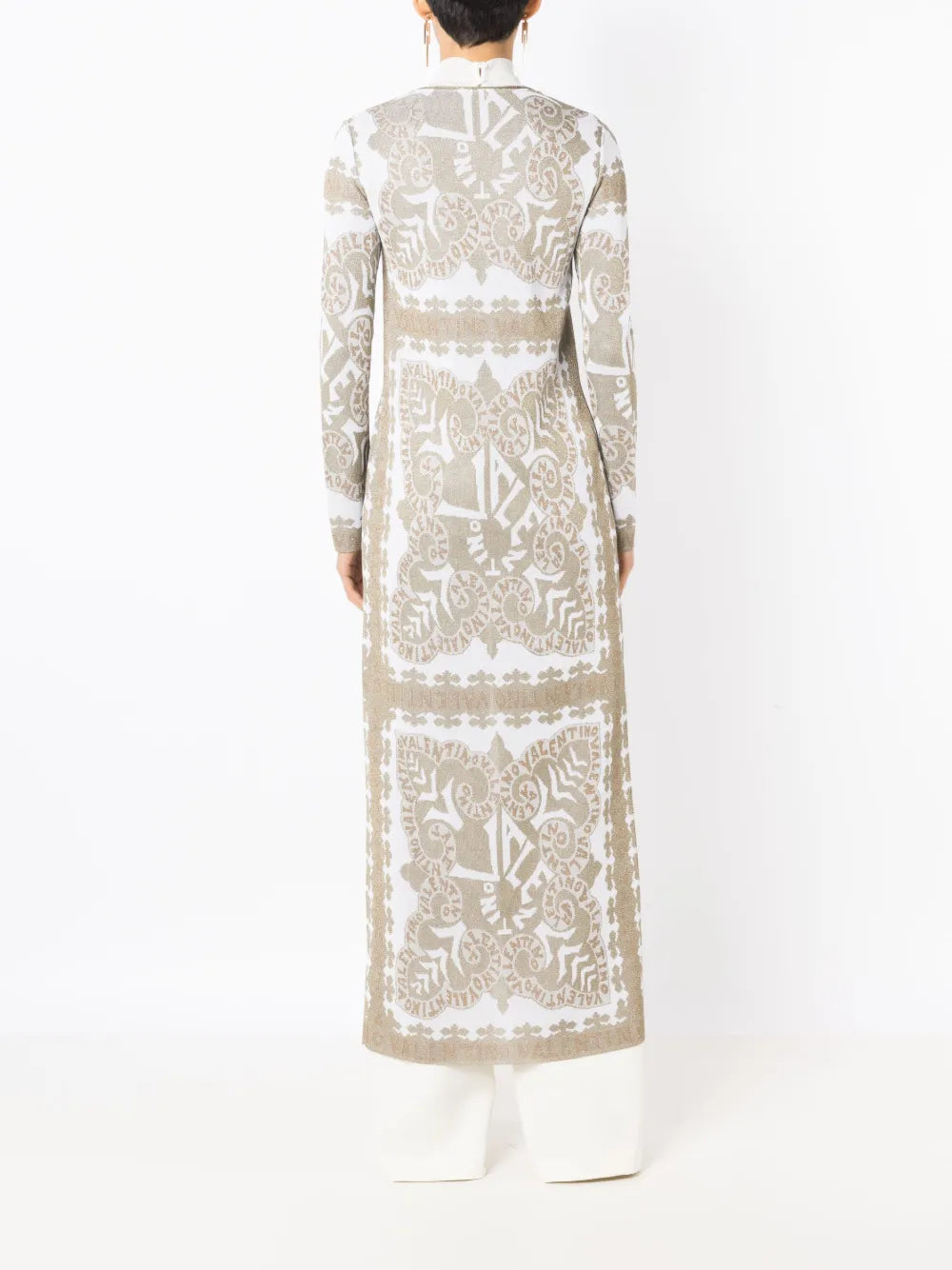 Valentino Geometric-Print Metallic-Finish Cape
