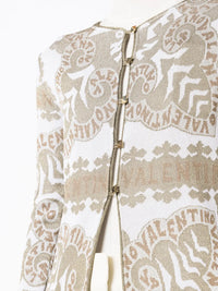 Valentino Geometric-Print Metallic-Finish Cape