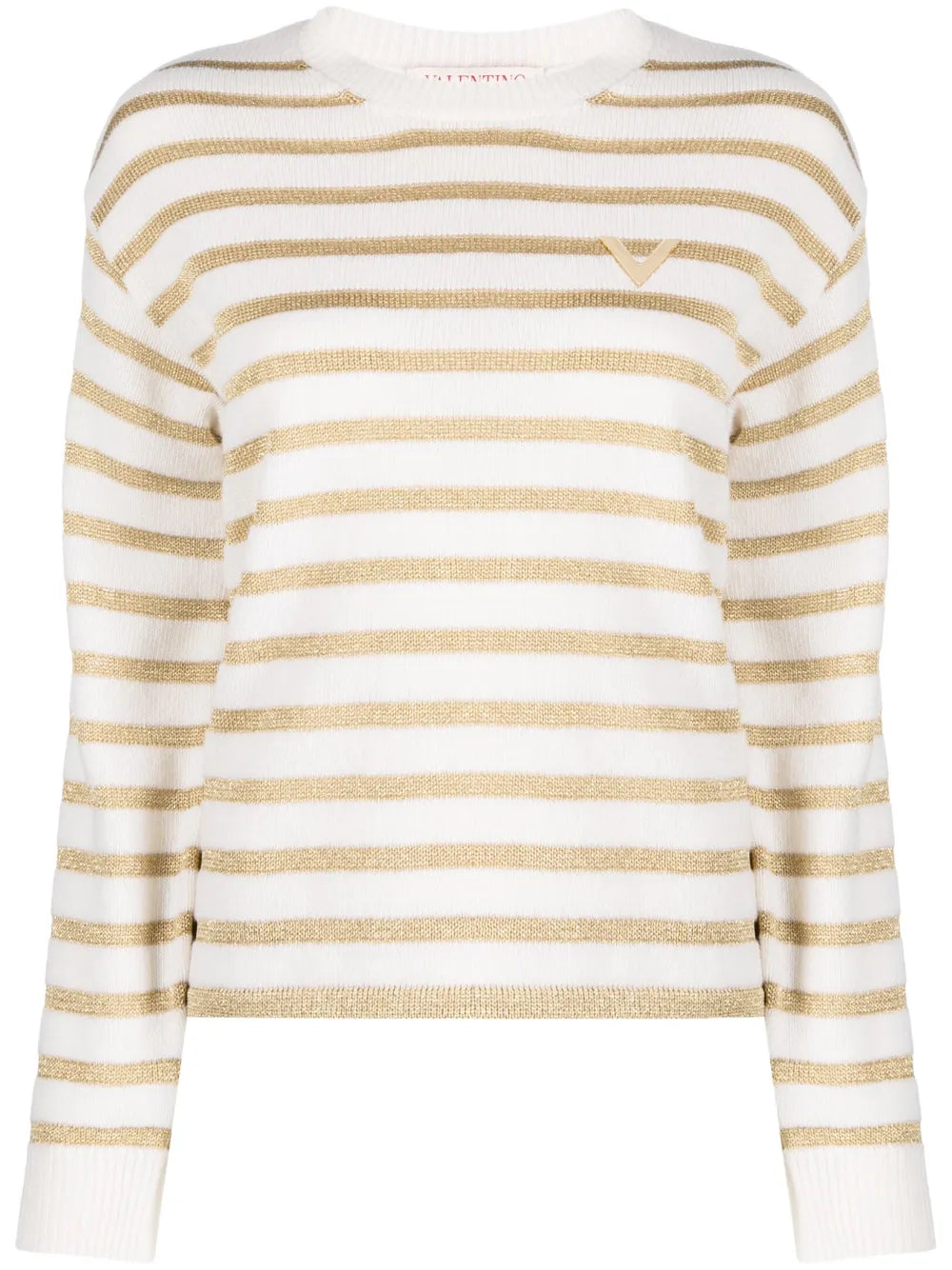 Valentino Garavani Striped Logo-Plaque Jumper