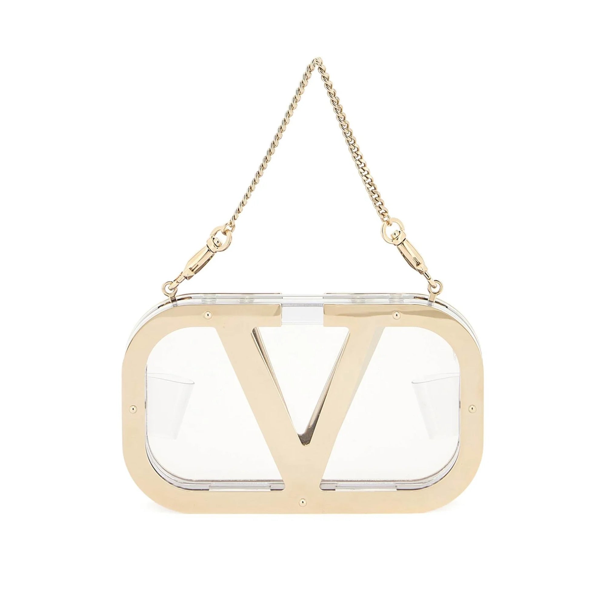Valentino Garavani Logo-Plaque Clear Clutch