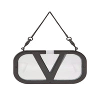 Valentino Garavani Logo-Plaque Clear Clutch