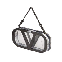 Valentino Garavani Logo-Plaque Clear Clutch