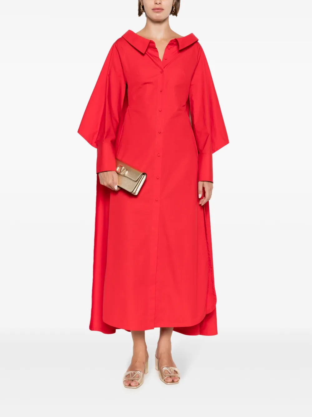 Valentino Garavani Cape-Detail Cotton Maxi Dress