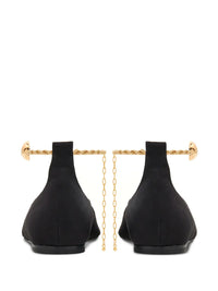 Ferragamo Cable-Link Chain Leather Ballerina Shoes