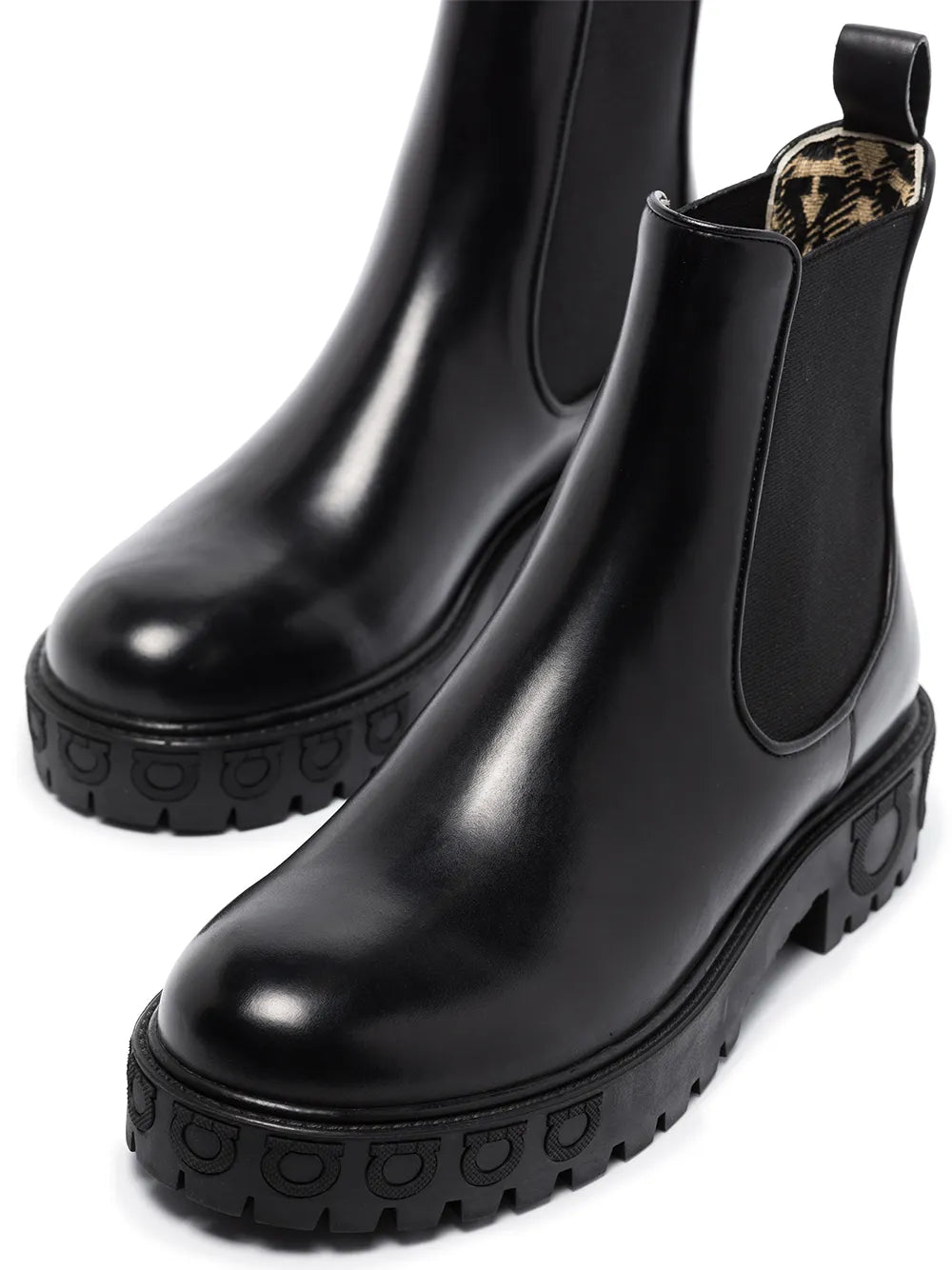 Ferragamo Gancini Logo Detail Chelsea Boots