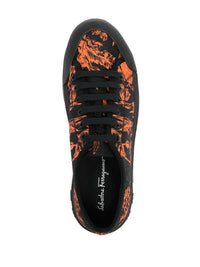 Ferragamo Pattern-Print Low-Top Lace-Up Sneakers