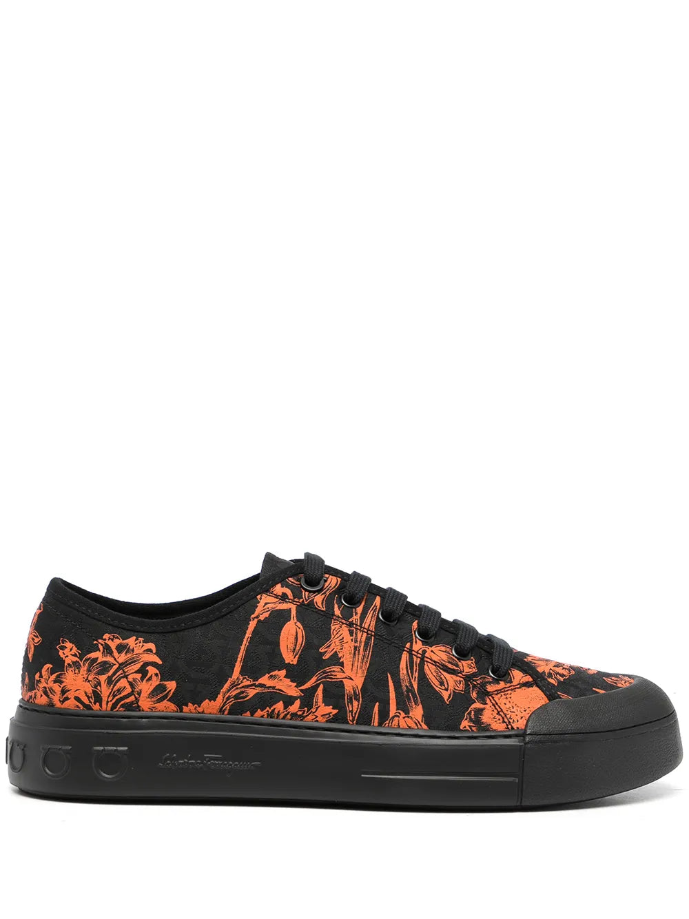 Ferragamo Pattern-Print Low-Top Lace-Up Sneakers