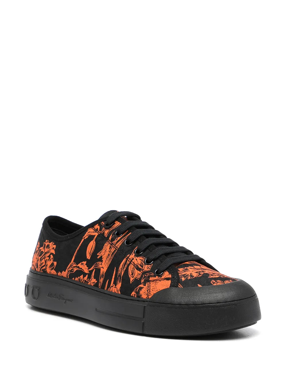 Ferragamo Pattern-Print Low-Top Lace-Up Sneakers
