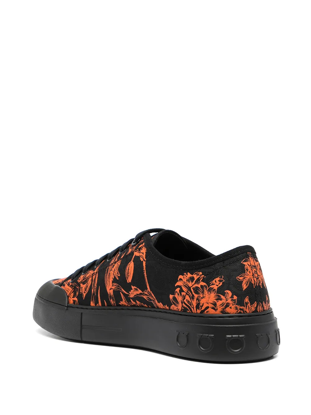 Ferragamo Pattern-Print Low-Top Lace-Up Sneakers