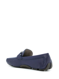 Ferragamo Blue Logo Plaque Loafers