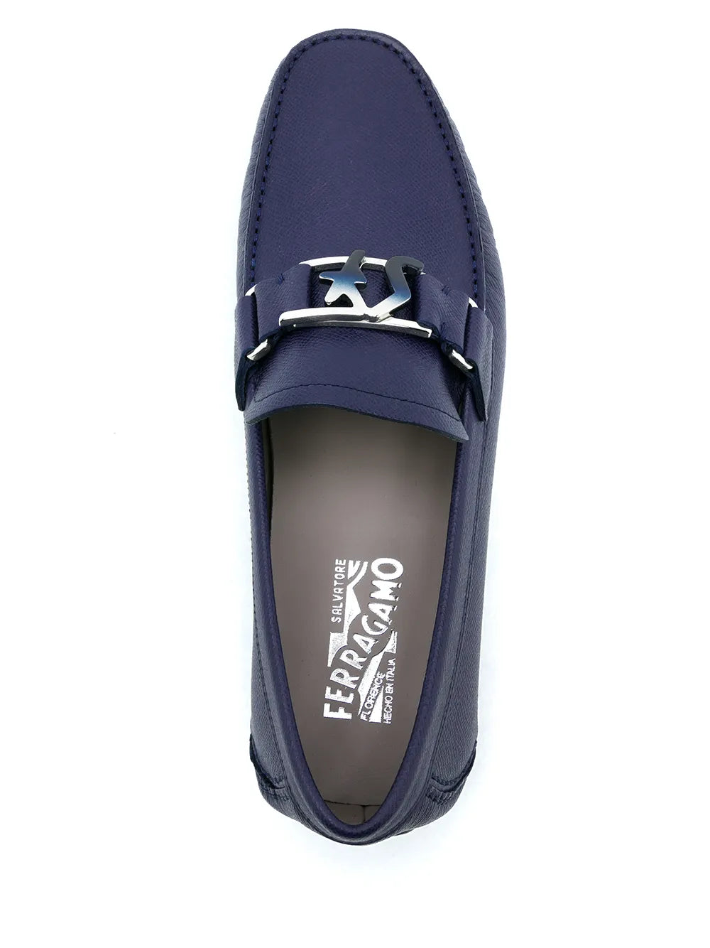 Ferragamo Blue Logo Plaque Loafers