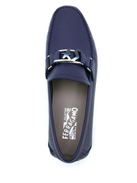 Ferragamo Blue Logo Plaque Loafers