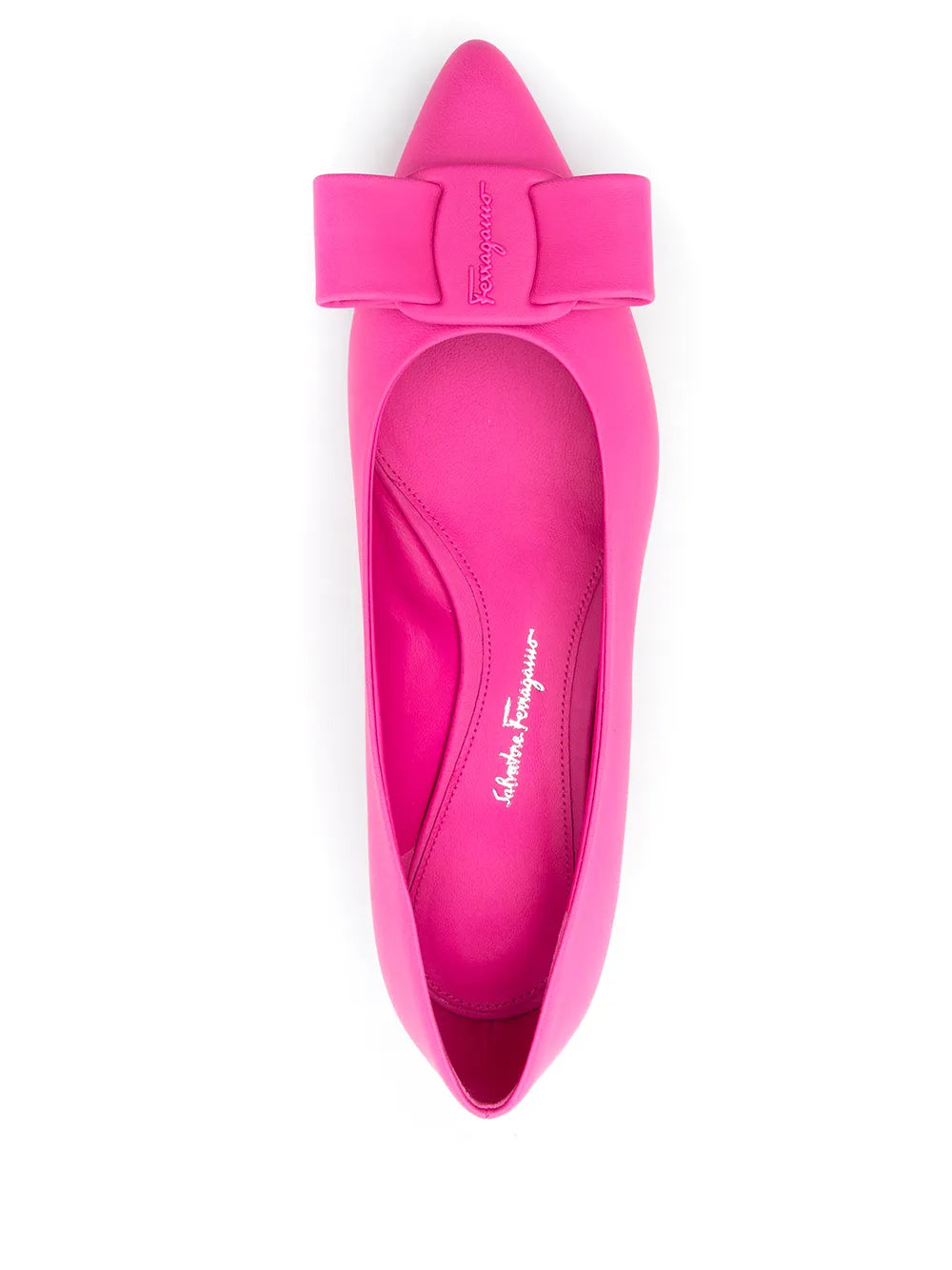 Ferragamo Viva Bow-Detail Leather Ballerina Shoes