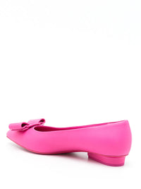 Ferragamo Viva Bow-Detail Leather Ballerina Shoes