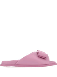 Ferragamo Bow-Detail Leather Flat Sandals