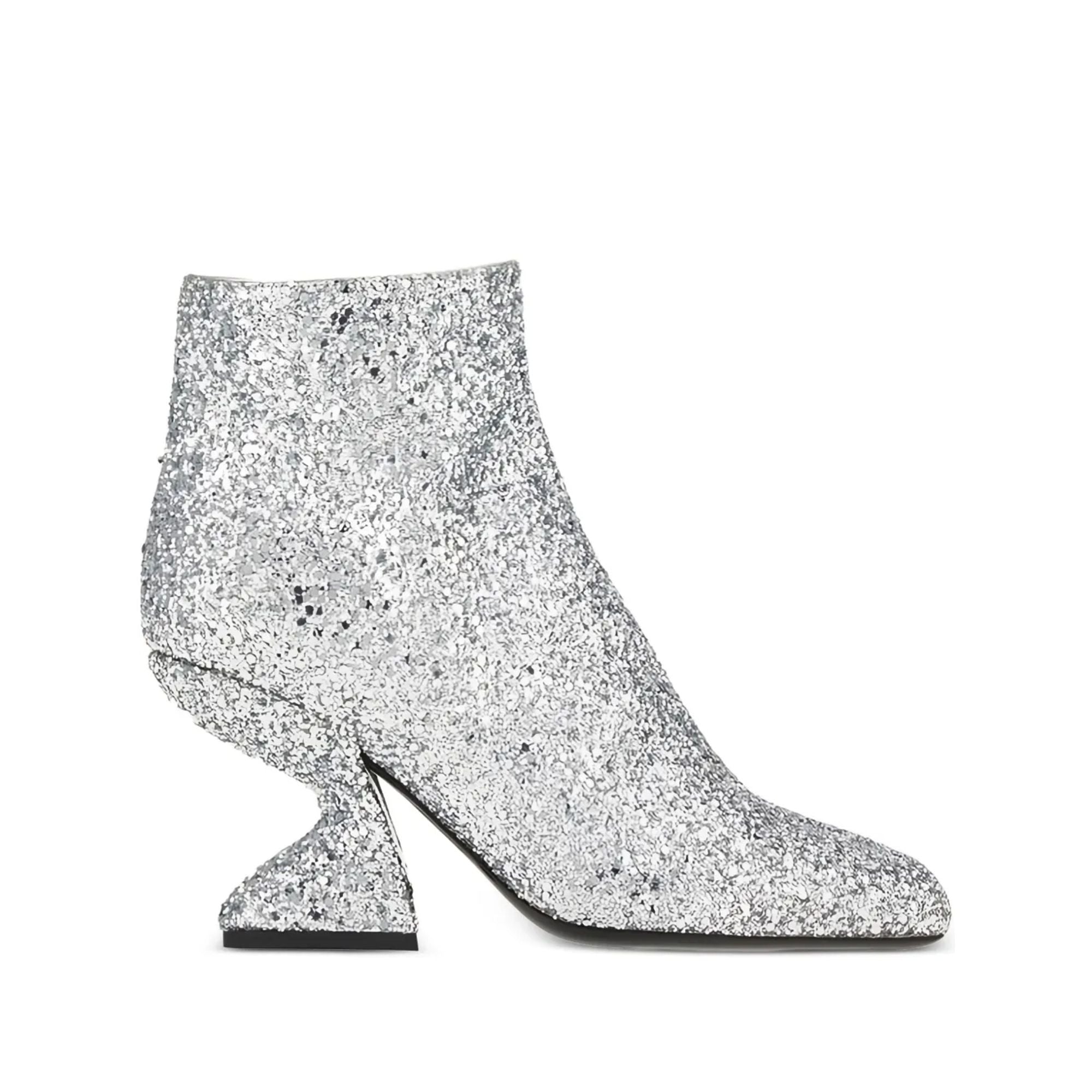 Ferragamo Glitter-Effect Sculpted-Heel Ankle Boots