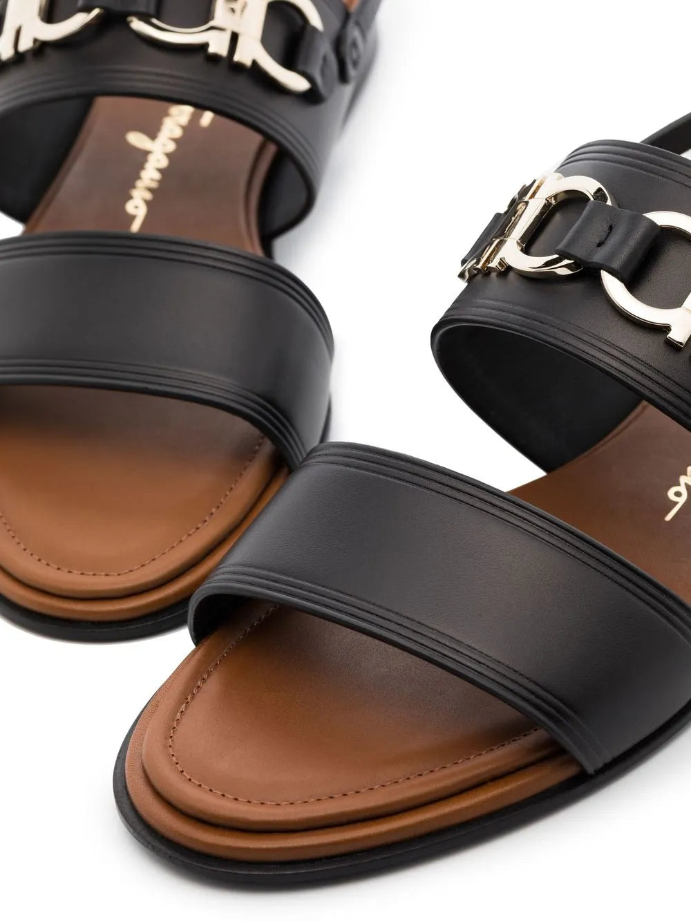 Ferragamo Gancini-Plaque Leather Sandals