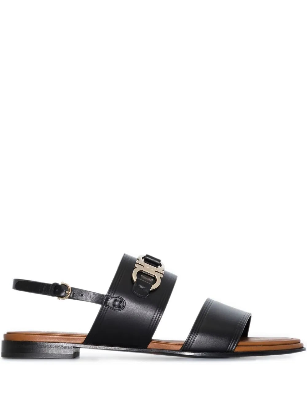 Ferragamo Gancini-Plaque Leather Sandals