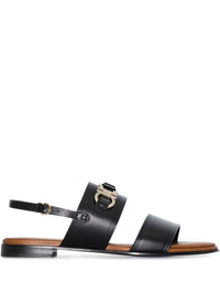Ferragamo Gancini-Plaque Leather Sandals