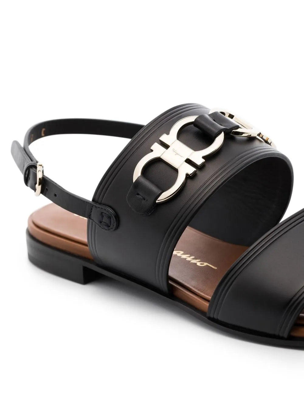Ferragamo Gancini-Plaque Leather Sandals