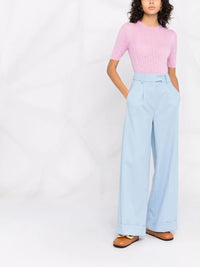 Ferragamo Gancini-Pattern Short-Sleeve Knitted Top