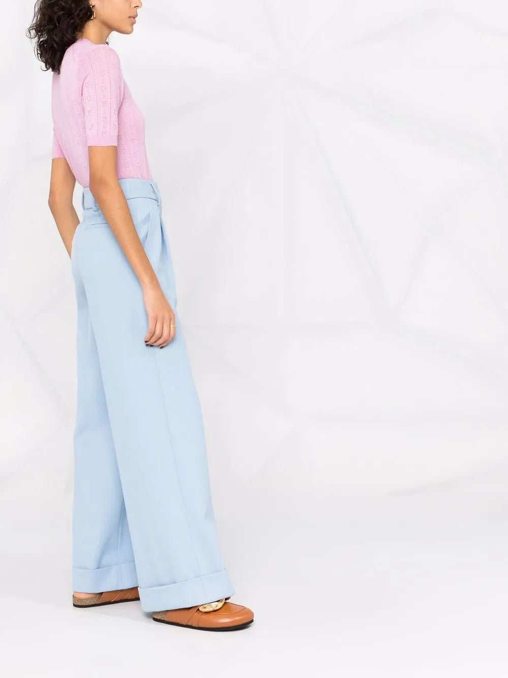 Ferragamo Gancini-Pattern Short-Sleeve Knitted Top