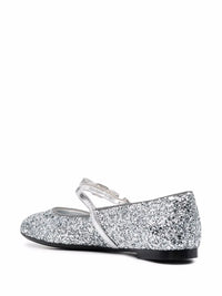 Ferragamo Bow-Detail Glitter Ballerina Shoes