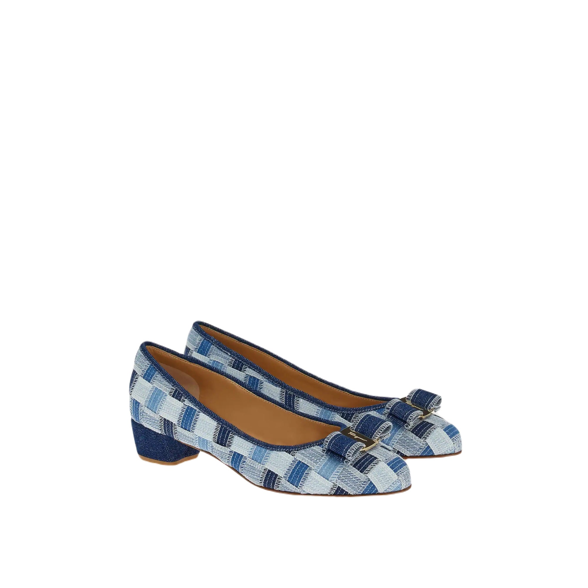 Ferragamo Varina Checked Block-Heel Pumps