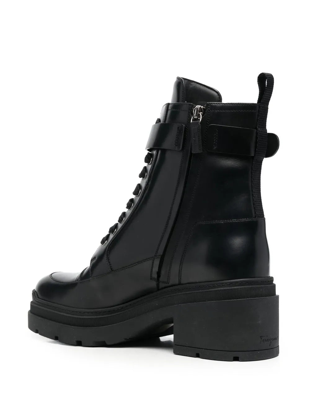 Ferragamo Chunky Leather Biker Boots