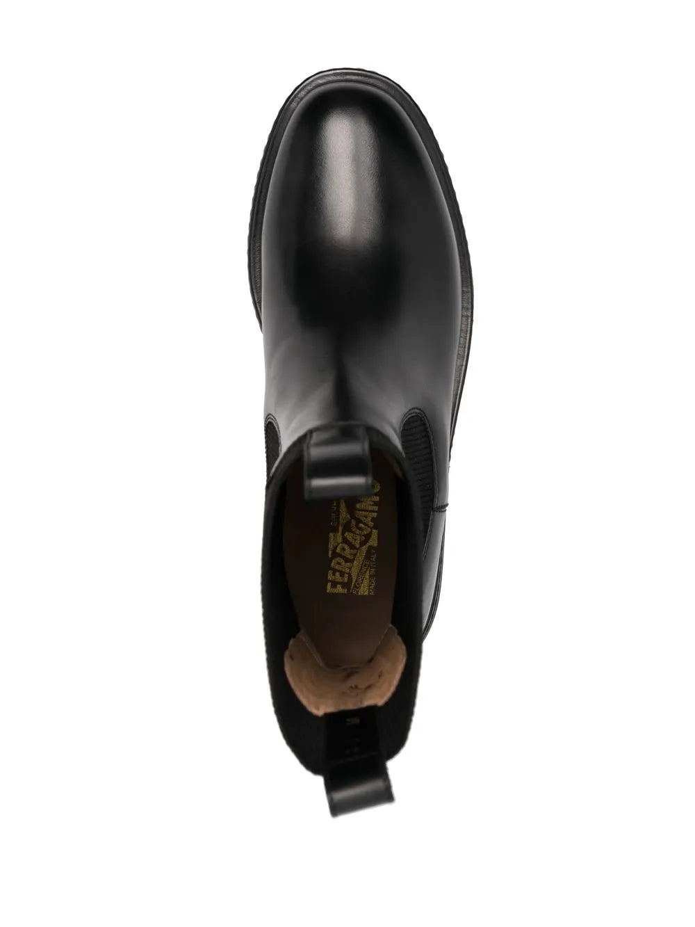 Ferragamo Cleated-Sole Leather Chelsea Boots