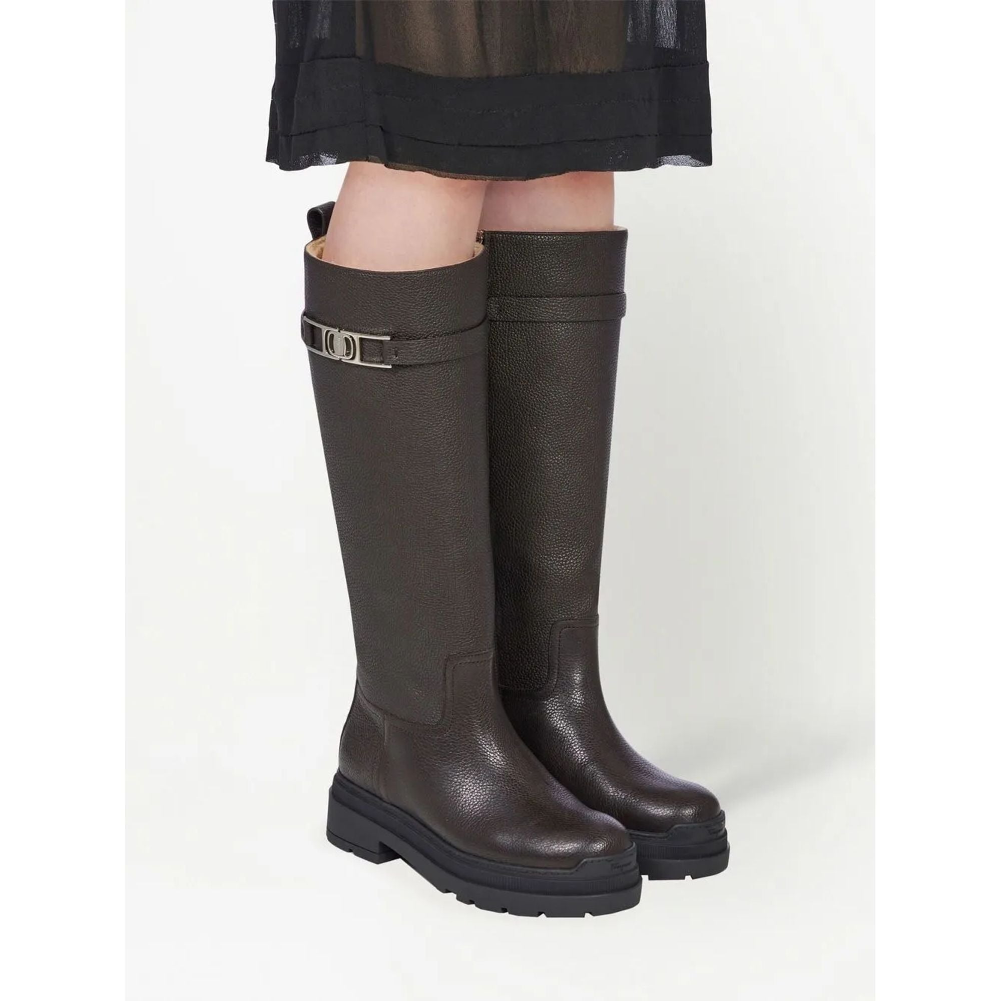Ferragamo Vara-Chain Detail Boots