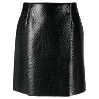 Ferragamo Embossed Wrap Leather Skirt