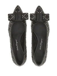 Ferragamo Viva Rhinestone-Embellished Flat Pumps