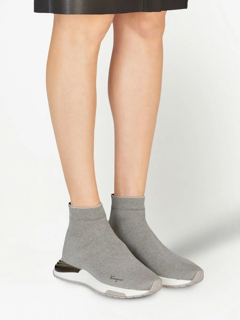 Ferragamo Logo-Print Sock Sneakers