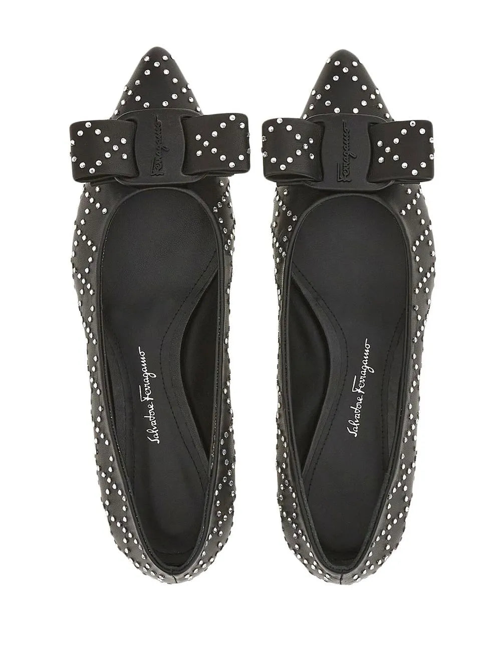 Ferragamo Viva Rhinestone-Embellished Flat Pumps