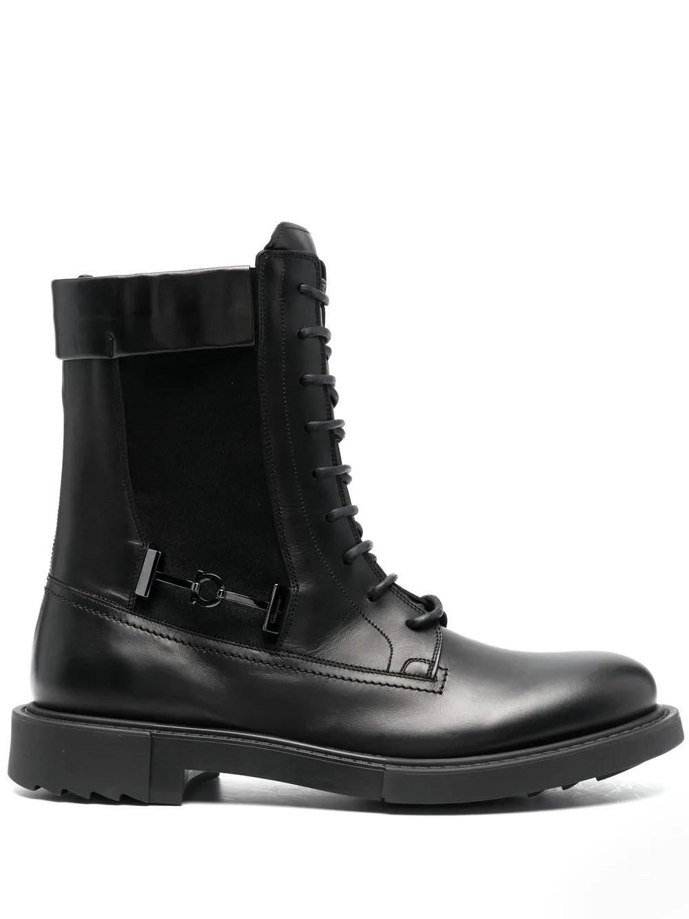 Ferragamo Lace-Up Leather Combat Boots