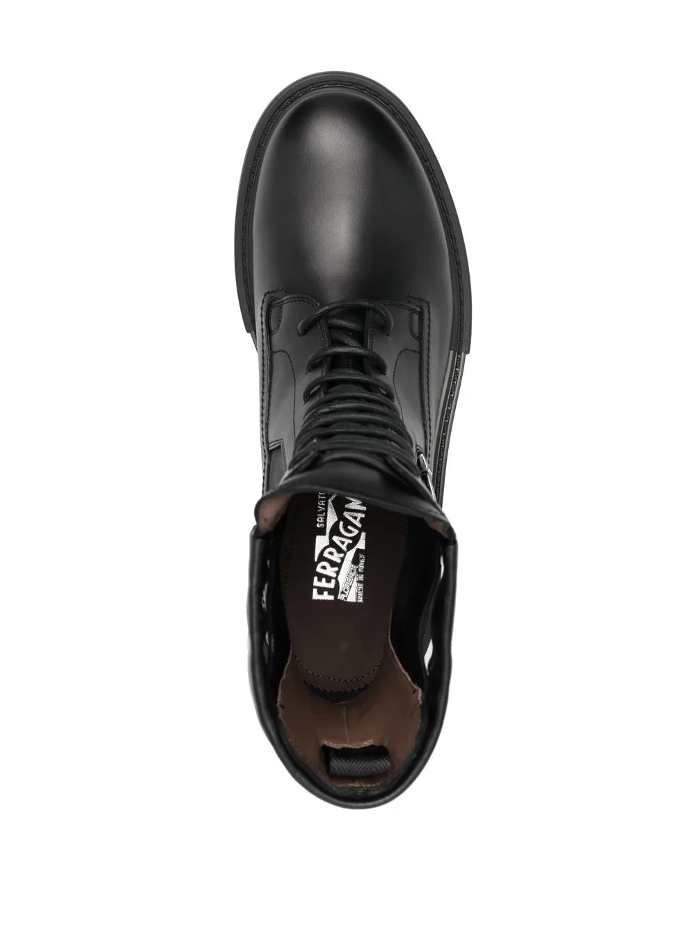 Ferragamo Lace-Up Leather Combat Boots