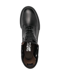 Ferragamo Lace-Up Leather Combat Boots