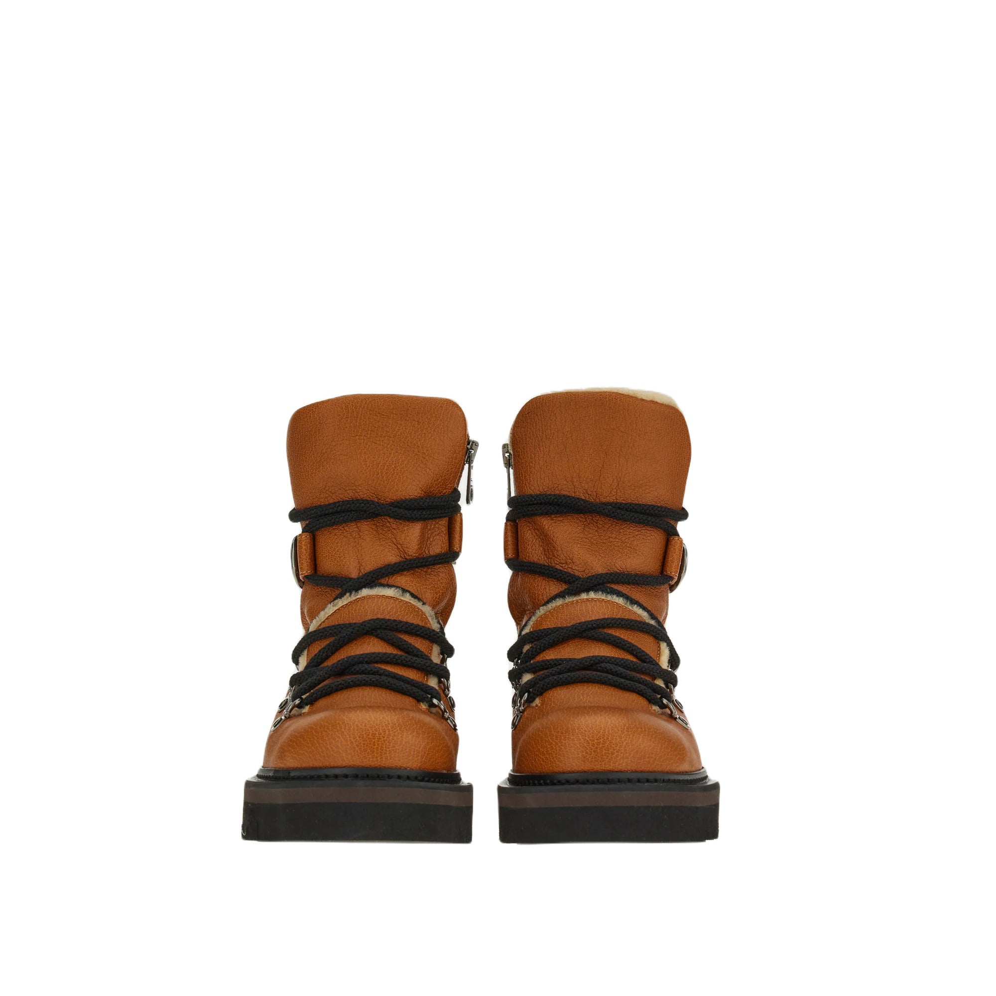 Ferragamo Elmo Shearling-Lined Laced Boots