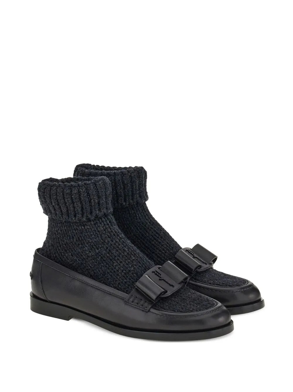 Ferragamo Vara Bow Sock-Ankle Loafers