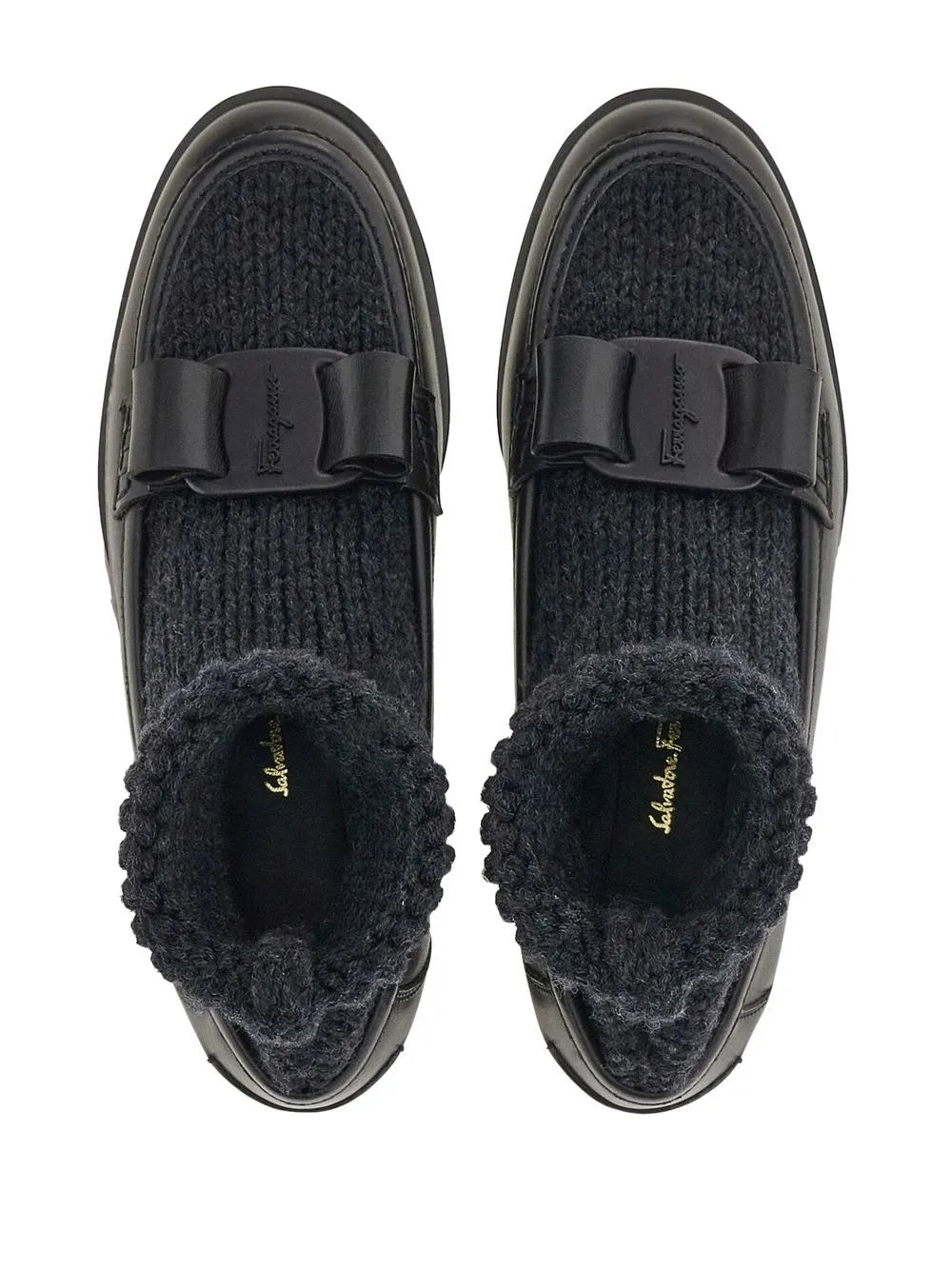 Ferragamo Vara Bow Sock-Ankle Loafers