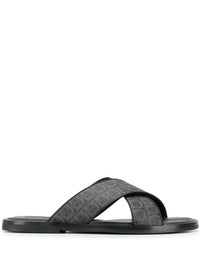 Ferragamo Gancini Leather Pool Slides